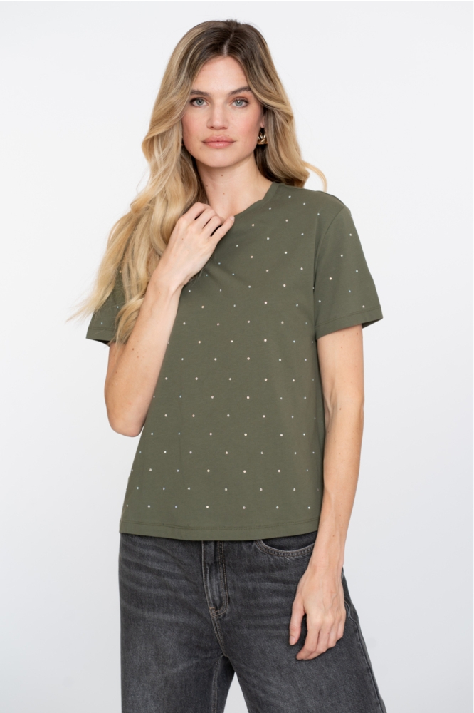 T SHIRT MET STRASS STEENTJES 52562-47 000530 GREEN